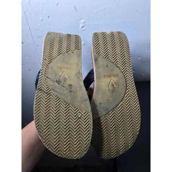 Volatile Womens Blue Wedge Platform Sandals Size 7 Woven Summer Cork Chunky Date - Picture 3 of 11